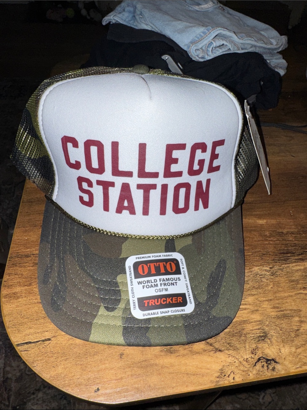 OTTO Camo Trucker Hat College Statiom NWT